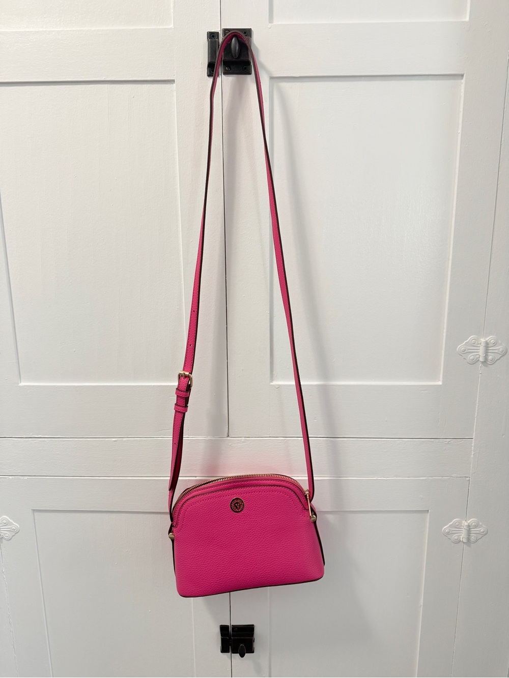 Anne Klein  Fuchsia Pebbled Leather Crossbody